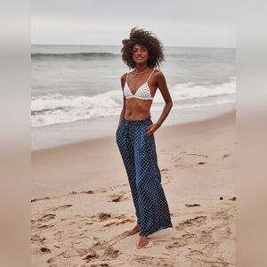 Summersalt The Palazzo Pant w Ties Blue & White Squares High Waist Size XL NWT